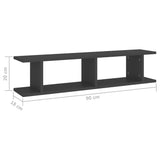 NNEVL Wall Shelves 2 pcs Grey 90x18x20 cm Chipboard