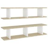 NNEVL Wall Shelves 2 pcs White and Sonoma Oak 90x18x20 cm Chipboard