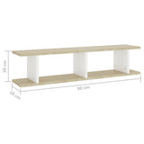 NNEVL Wall Shelves 2 pcs White and Sonoma Oak 90x18x20 cm Chipboard
