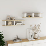 NNEVL Wall Shelves 2 pcs White and Sonoma Oak 90x18x20 cm Chipboard
