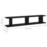 NNEVL Wall Shelves 2 pcs Black 105x18x20 cm Chipboard