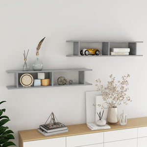 NNEVL Wall Shelves 2 pcs Concrete Grey 105x18x20 cm Chipboard