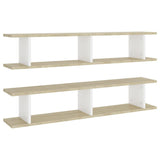 NNEVL Wall Shelves 2 pcs White and Sonoma Oak 105x18x20 cm Chipboard