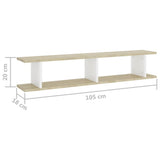 NNEVL Wall Shelves 2 pcs White and Sonoma Oak 105x18x20 cm Chipboard