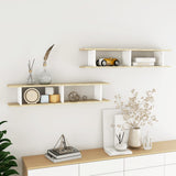 NNEVL Wall Shelves 2 pcs White and Sonoma Oak 105x18x20 cm Chipboard