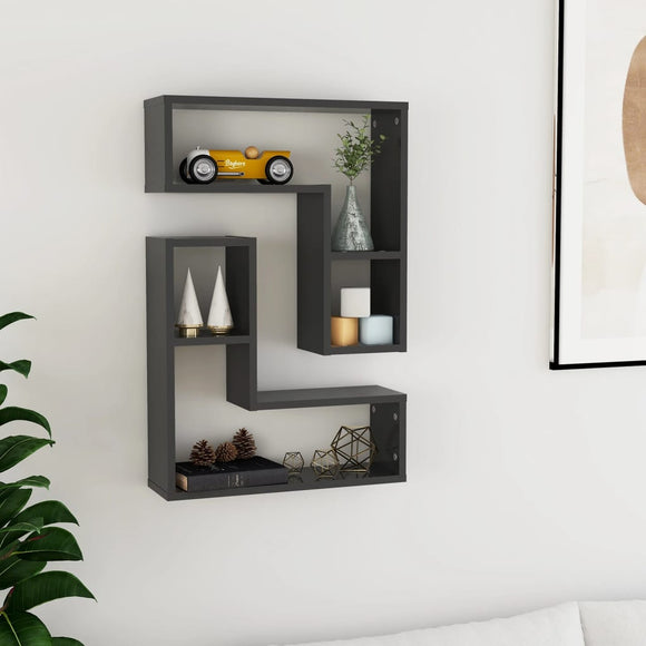 NNEVL Wall Shelves 2 pcs Grey 50x15x50 cm Chipboard