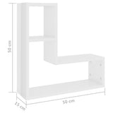 NNEVL Wall Shelves 2 pcs High Gloss White 50x15x50 cm Chipboard