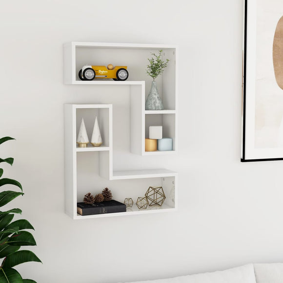 NNEVL Wall Shelves 2 pcs High Gloss White 50x15x50 cm Chipboard