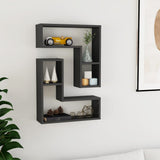 NNEVL Wall Shelves 2 pcs High Gloss Grey 50x15x50 cm Chipboard