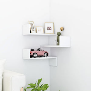 NNEVL Wall Corner Shelf White 40x40x50 cm Chipboard