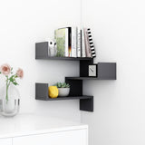 NNEVL Wall Corner Shelf Grey 40x40x50 cm Chipboard
