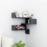 NNEVL Wall Corner Shelf Grey 40x40x50 cm Chipboard