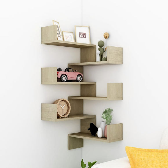 NNEVL Wall Corner Shelves 2 pcs Sonoma Oak 40x40x50 cm Chipboard