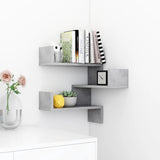 NNEVL Wall Corner Shelf Concrete Grey 40x40x50 cm Chipboard