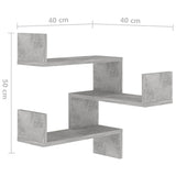 NNEVL Wall Corner Shelves 2 pcs Concrete Grey 40x40x50 cm Chipboard