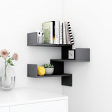 NNEVL Wall Corner Shelf High Gloss Grey 40x40x50 cm Chipboard