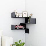 NNEVL Wall Corner Shelf High Gloss Grey 40x40x50 cm Chipboard