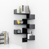 NNEVL Wall Corner Shelves 2 pcs High Gloss Grey 40x40x50 cm Chipboard