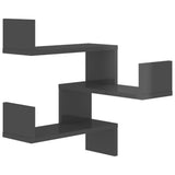 NNEVL Wall Corner Shelves 2 pcs High Gloss Grey 40x40x50 cm Chipboard