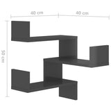 NNEVL Wall Corner Shelves 2 pcs High Gloss Grey 40x40x50 cm Chipboard