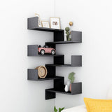 NNEVL Wall Corner Shelves 2 pcs High Gloss Grey 40x40x50 cm Chipboard