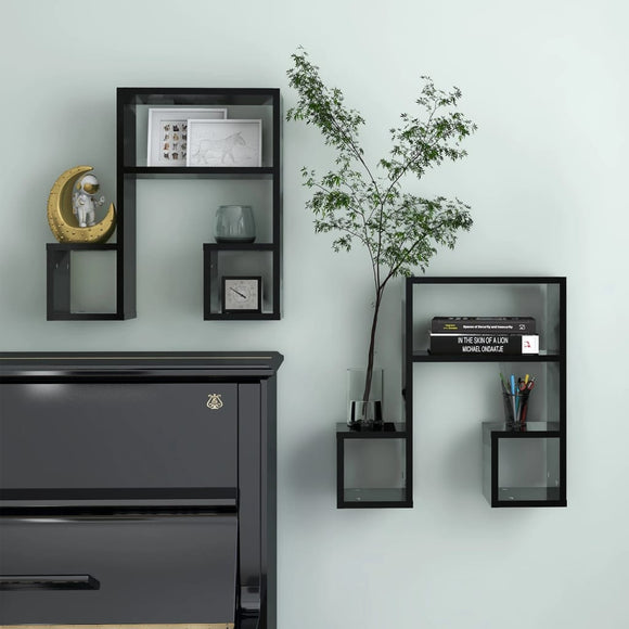 NNEVL Wall Shelves 2 pcs Black 50x15x50 cm Engineered Wood