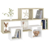 NNEVL Car-shaped Wall Shelf White & Sonoma Oak 82x15x51 cm Chipboard