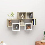 NNEVL Car-shaped Wall Shelf White & Sonoma Oak 82x15x51 cm Chipboard