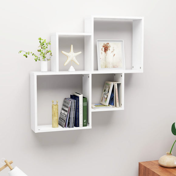 NNEVL Wall Cube Shelf White 80x15x78.5 cm Chipboard