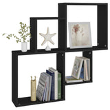 NNEVL Wall Cube Shelf Black 80x15x78.5 cm Chipboard