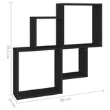 NNEVL Wall Cube Shelf Black 80x15x78.5 cm Chipboard