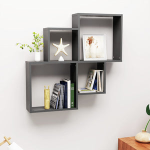 NNEVL Wall Cube Shelf Grey 80x15x78.5 cm Chipboard