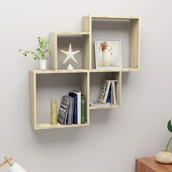 NNEVL Wall Cube Shelf Sonoma Oak 80x15x78.5 cm Chipboard