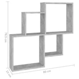 NNEVL Wall Cube Shelf Concrete Grey 80x15x78.5 cm Chipboard