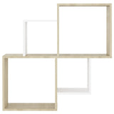 NNEVL Wall Cube Shelf White and Sonoma Oak 80x15x78.5 cm Chipboard