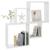 NNEVL Wall Cube Shelf High Gloss White 80x15x78.5 cm Chipboard