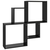 NNEVL Wall Cube Shelf High Gloss Black 80x15x78.5 cm Chipboard