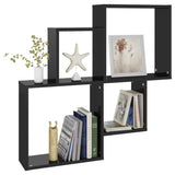 NNEVL Wall Cube Shelf High Gloss Black 80x15x78.5 cm Chipboard