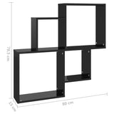 NNEVL Wall Cube Shelf High Gloss Black 80x15x78.5 cm Chipboard