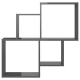 NNEVL Wall Cube Shelf High Gloss Grey 80x15x78.5 cm Chipboard
