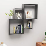 NNEVL Wall Cube Shelf High Gloss Grey 80x15x78.5 cm Chipboard