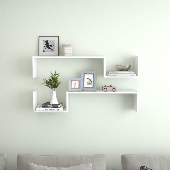 NNEVL Wall Shelves 2 pcs White 100x15x20 cm Chipboard