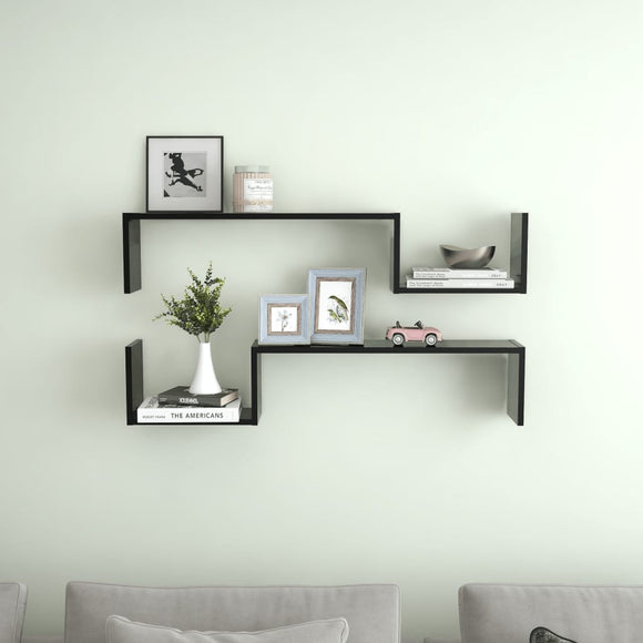 NNEVL Wall Shelves 2 pcs Black 100x15x20 cm Chipboard