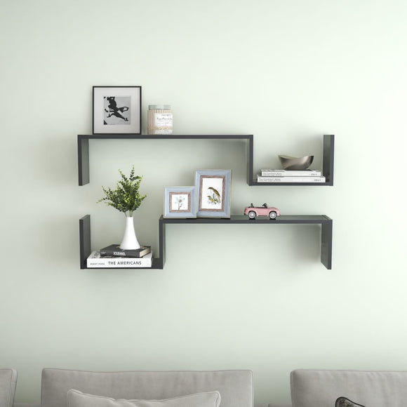 NNEVL Wall Shelves 2 pcs Grey 100x15x20 cm Chipboard