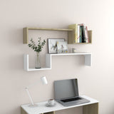 NNEVL Wall Shelves 2 pcs White and Sonoma Oak 100x15x20 cm Chipboard
