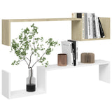 NNEVL Wall Shelves 2 pcs White and Sonoma Oak 100x15x20 cm Chipboard