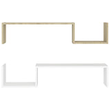NNEVL Wall Shelves 2 pcs White and Sonoma Oak 100x15x20 cm Chipboard