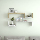 NNEVL Wall Shelves 2 pcs White and Sonoma Oak 100x15x20 cm Chipboard