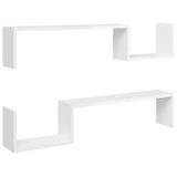NNEVL Wall Shelves 2 pcs High Gloss White 100x15x20 cm Chipboard