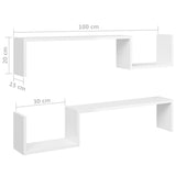 NNEVL Wall Shelves 2 pcs High Gloss White 100x15x20 cm Chipboard